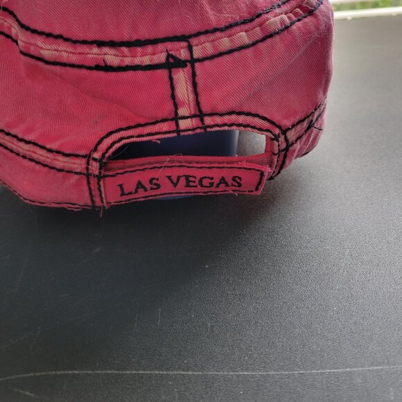 Las Vegas Pink Hat Women's Embellished Butterfly Adjustable Flat Top Cap - Picture 3 of 3